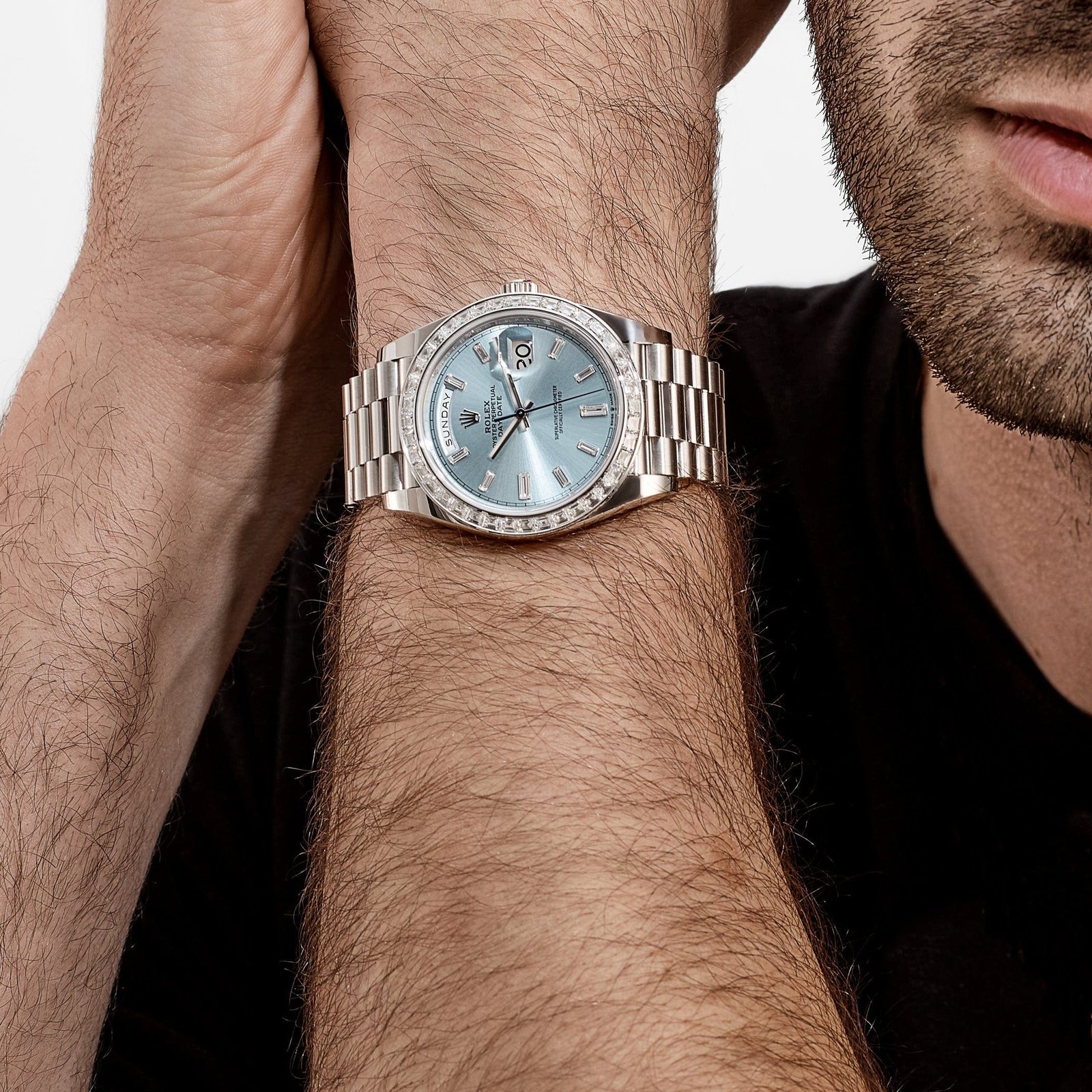R01ex Day-Date 40 228396TBR Platinum D1am0nd Bezel Ice Blue D1am0nd Dial (2017)