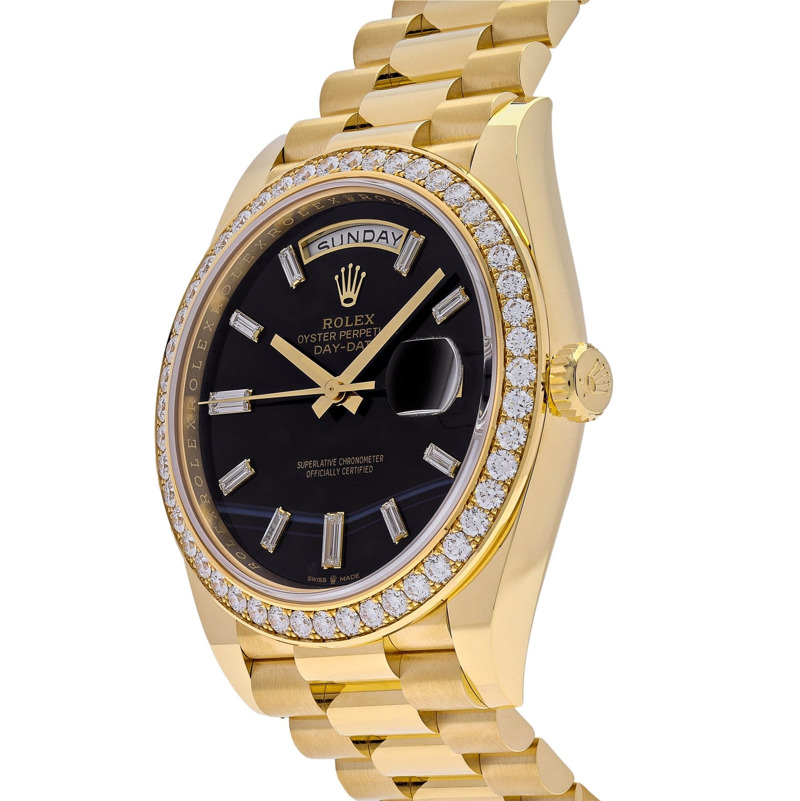 R01ex Day-Date 40 228348RBR Yellow Gold D1am0nd Bezel Black Onyx Dial (2025)