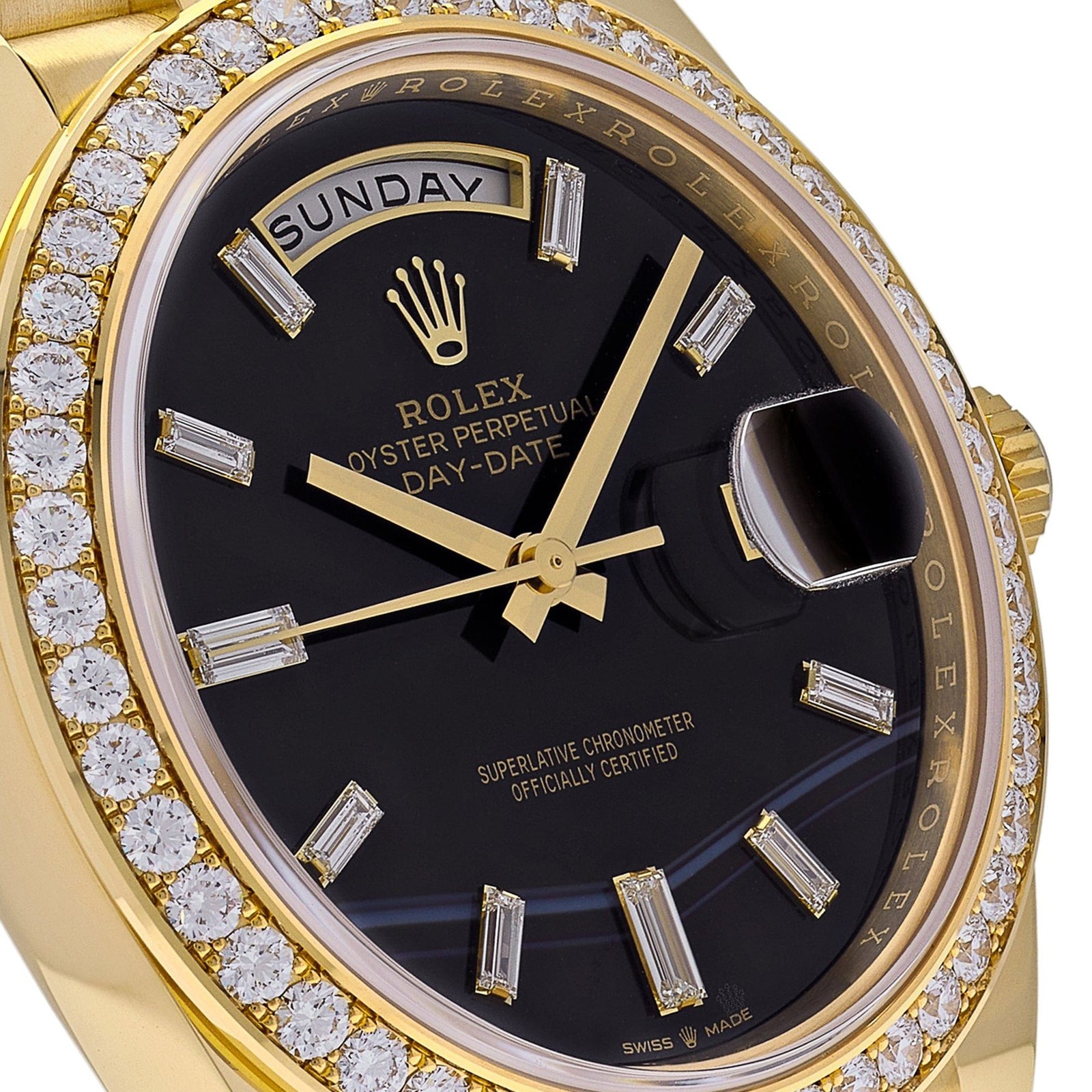 R01ex Day-Date 40 228348RBR Yellow Gold D1am0nd Bezel Black Onyx Dial (2025)