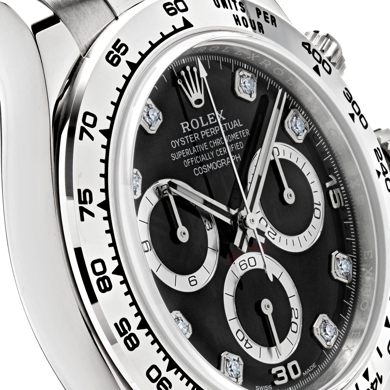 R01ex Daytona 116509 White Gold Black D1am0nd Dial