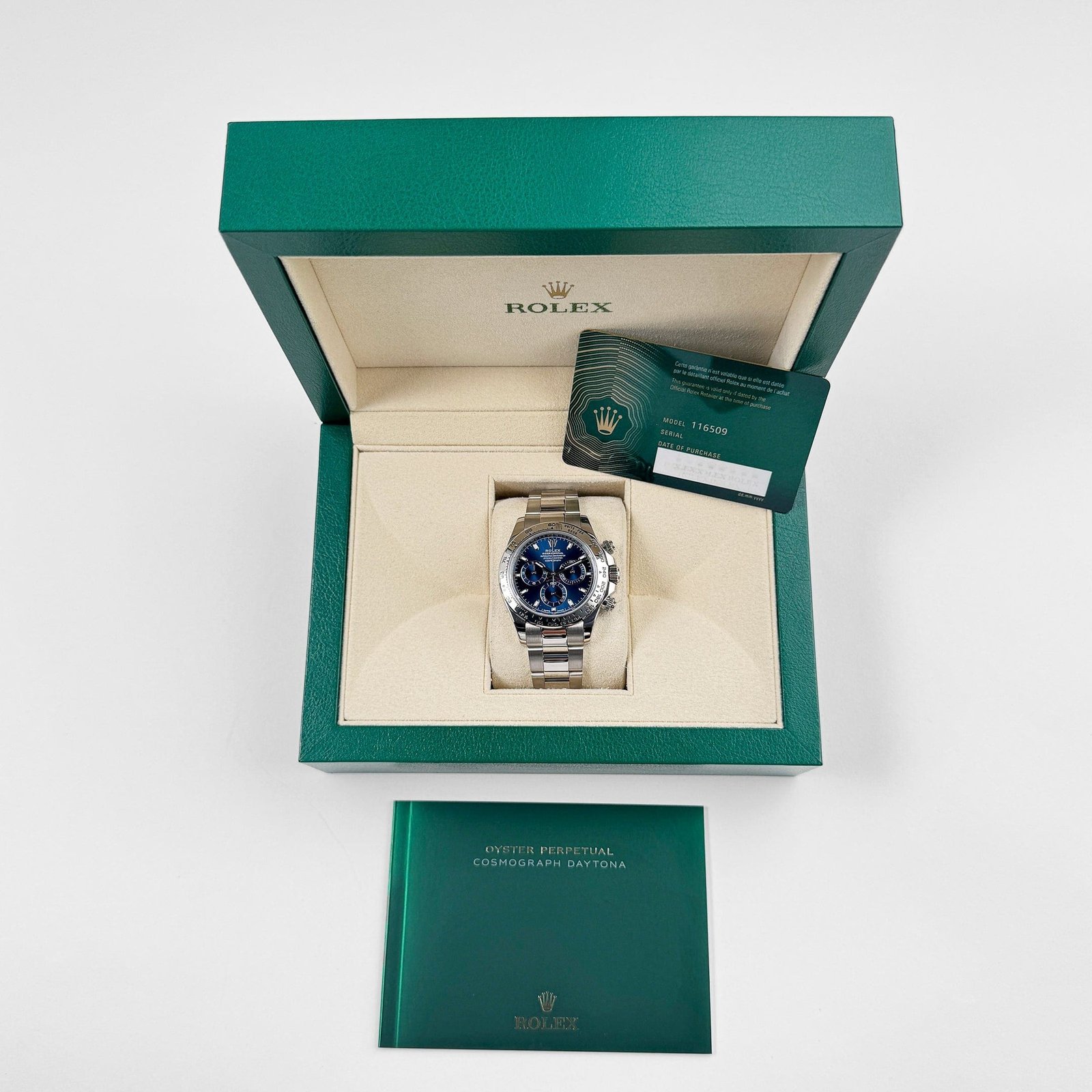 R01ex Daytona 116509 White Gold Blue Dial (2022)