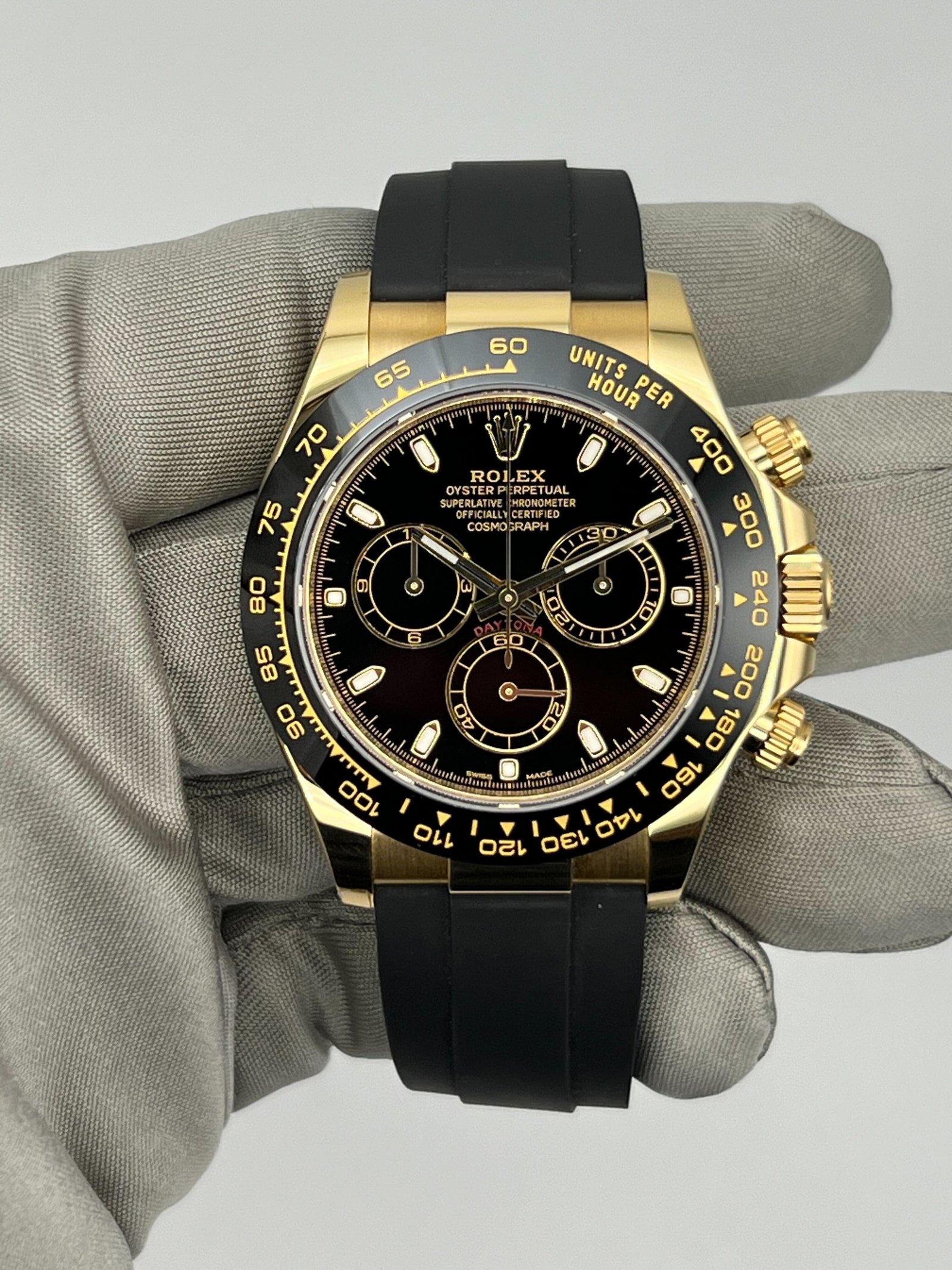 R01ex Daytona 116518LN Yellow Gold Black Dial