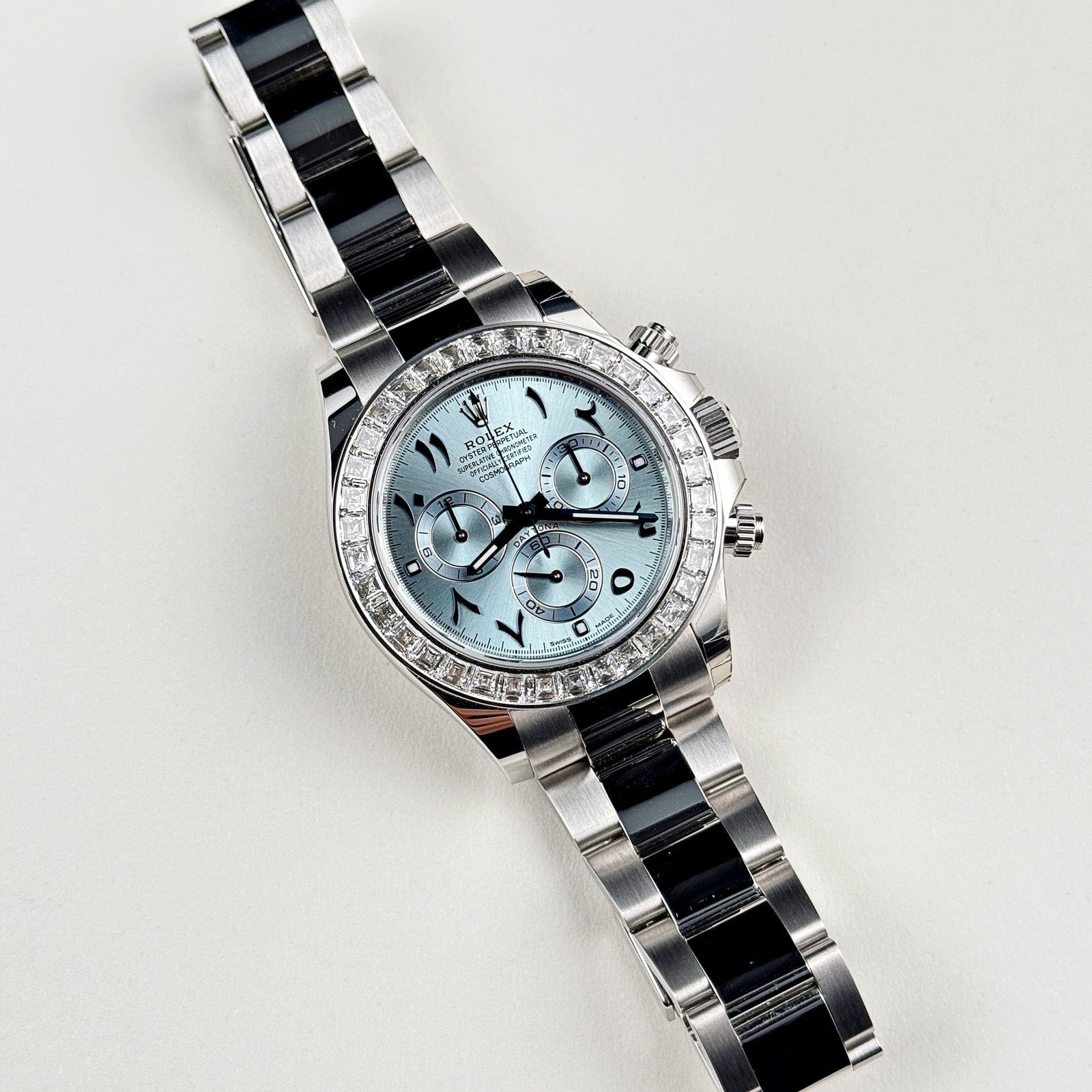 R01ex Daytona 116576TBR Platinum D1am0nd Ice Blue Arabic Dial