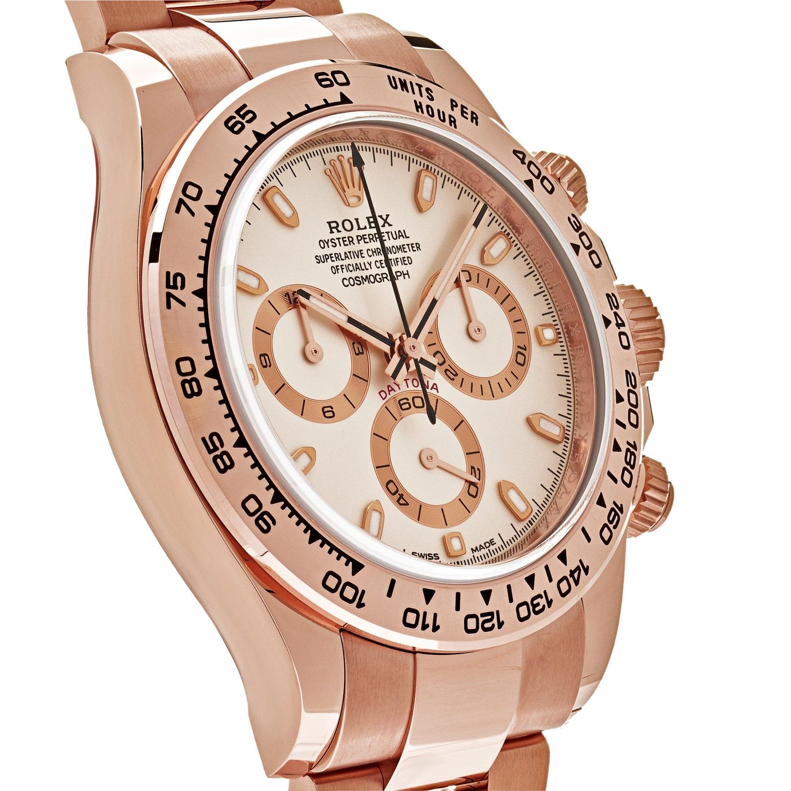 R01ex Daytona 116505 Rose Gold Ivory White Dial