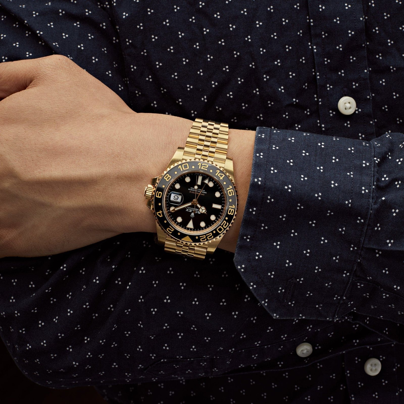 R01ex GMT-Master II 126718GRNR Yellow Gold Black Dial Jubilee (2025)