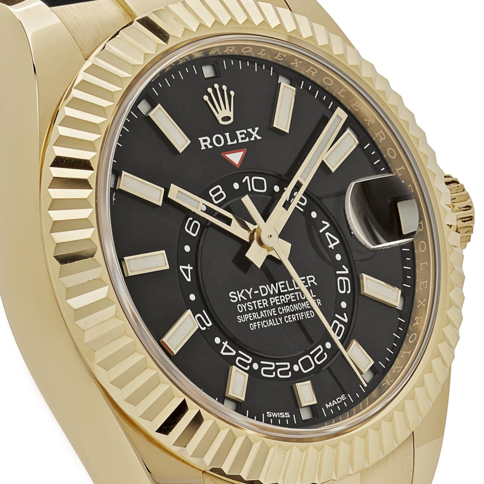 R01ex Sky-Dweller 326238 Yellow Gold Bright Black Dial