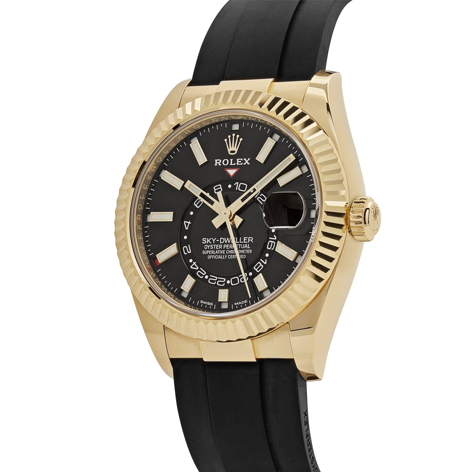 R01ex Sky-Dweller 326238 Yellow Gold Bright Black Dial