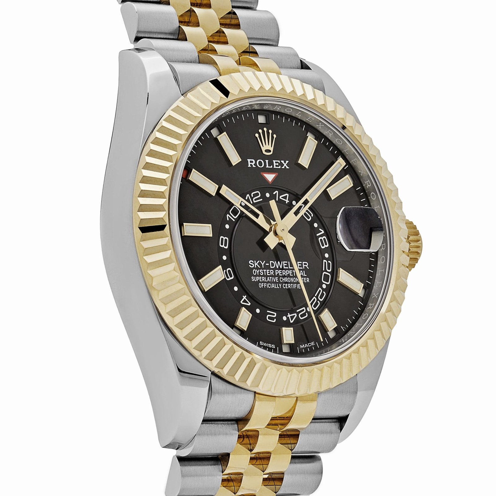 R01ex Sky-Dweller 326933 Stainless Steel Yellow Gold Jubilee Black Dial