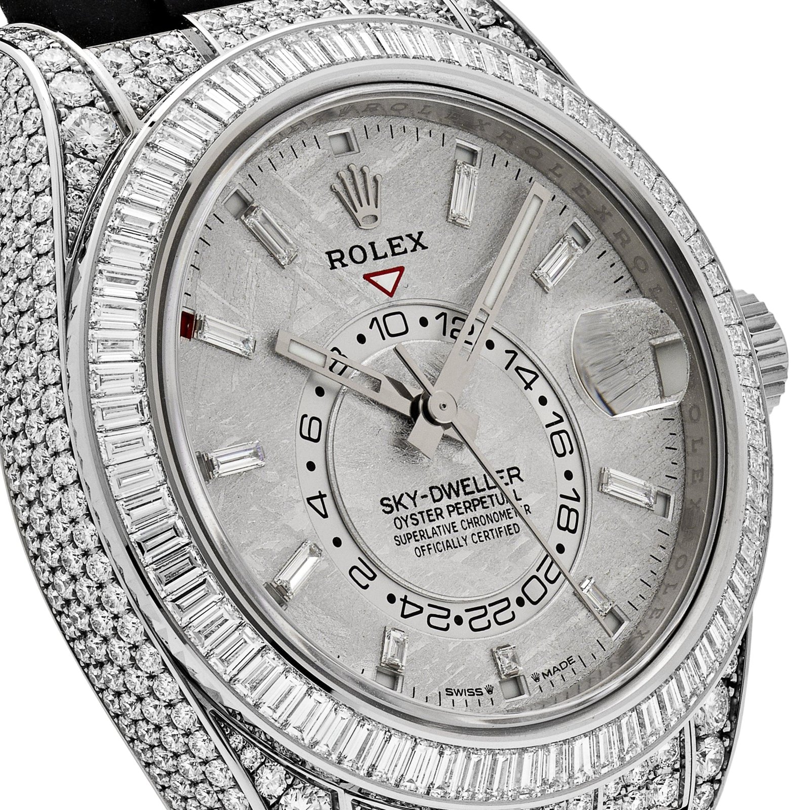 R01ex Sky-Dweller 336259TBR White Gold Meteorite Dial D1am0nd Bezel and Case
