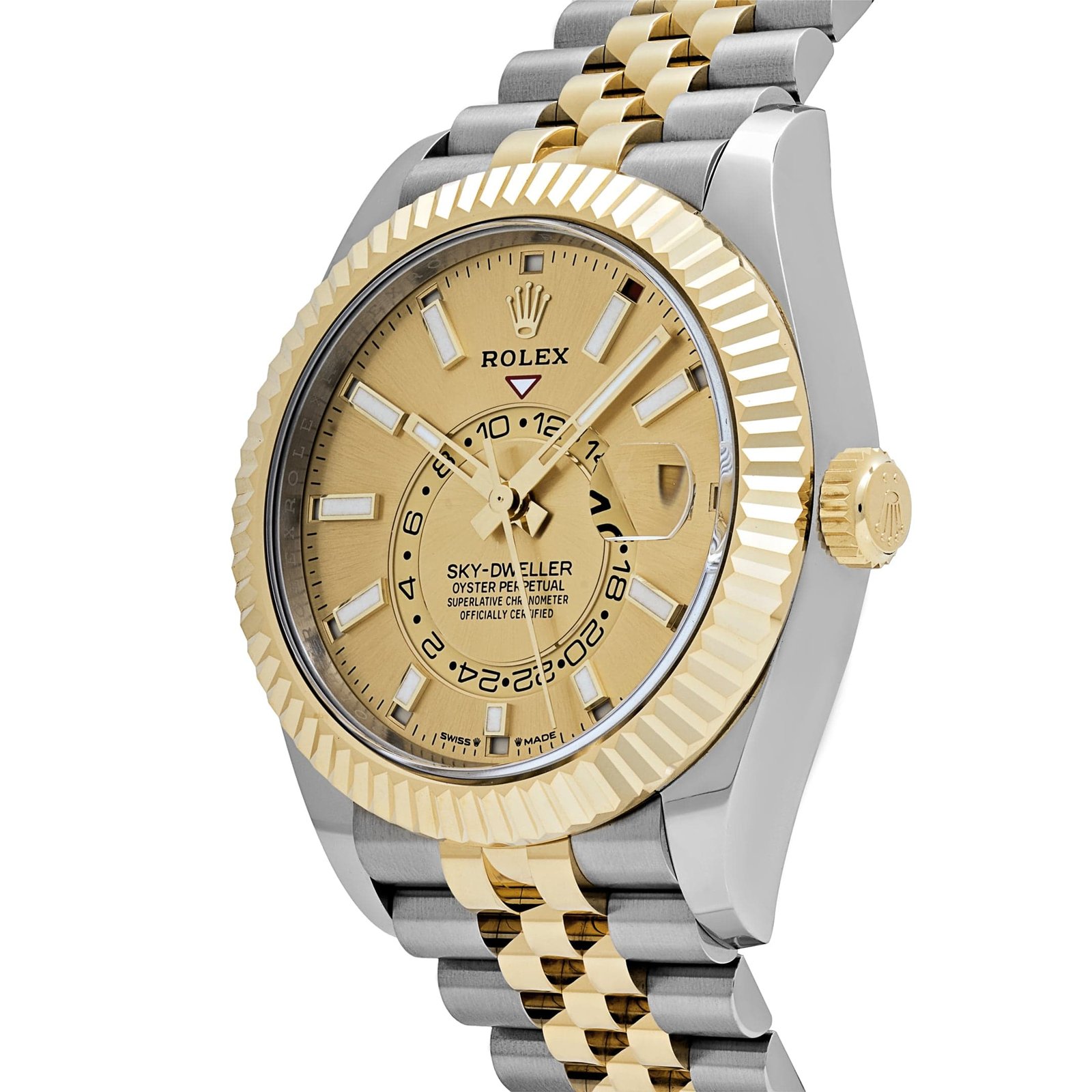 R01ex Sky-Dweller 336933 Stainless Steel Yellow Gold Jubilee Champagne Dial (2024)