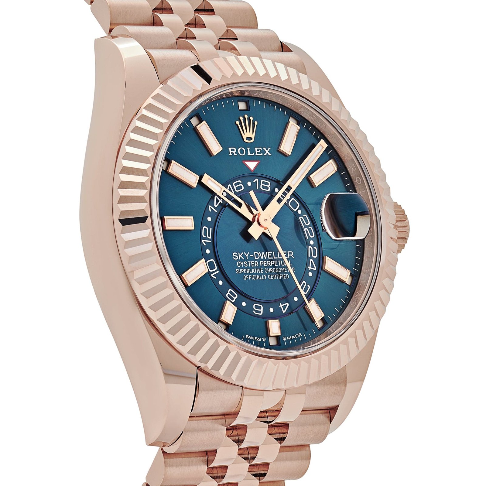 R01ex Sky-Dweller 336935 Everose Gold Blue Dial Jubilee