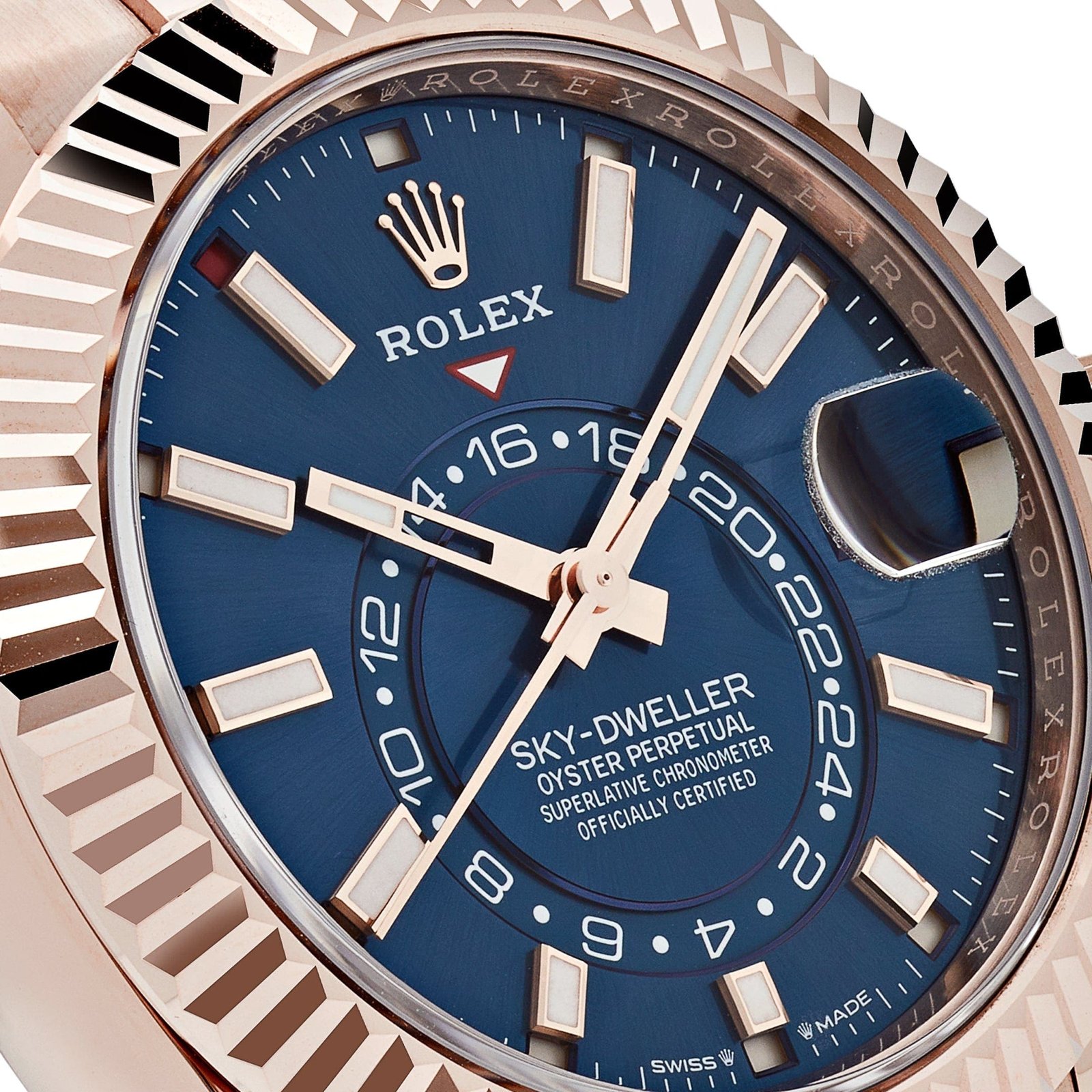 R01ex Sky-Dweller 336935 Rose Gold Blue Dial