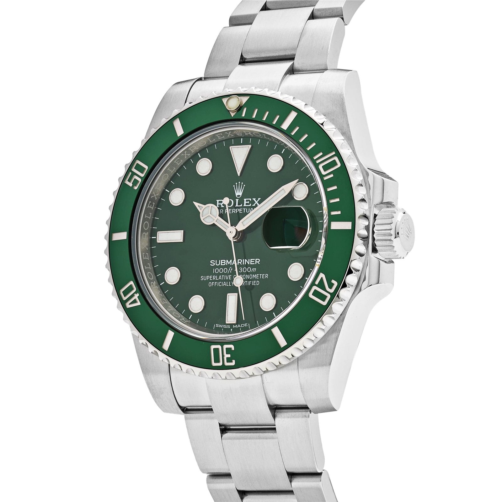R01ex Submariner Date 116610LV ‘Hulk’ Stainless Steel Green Dial