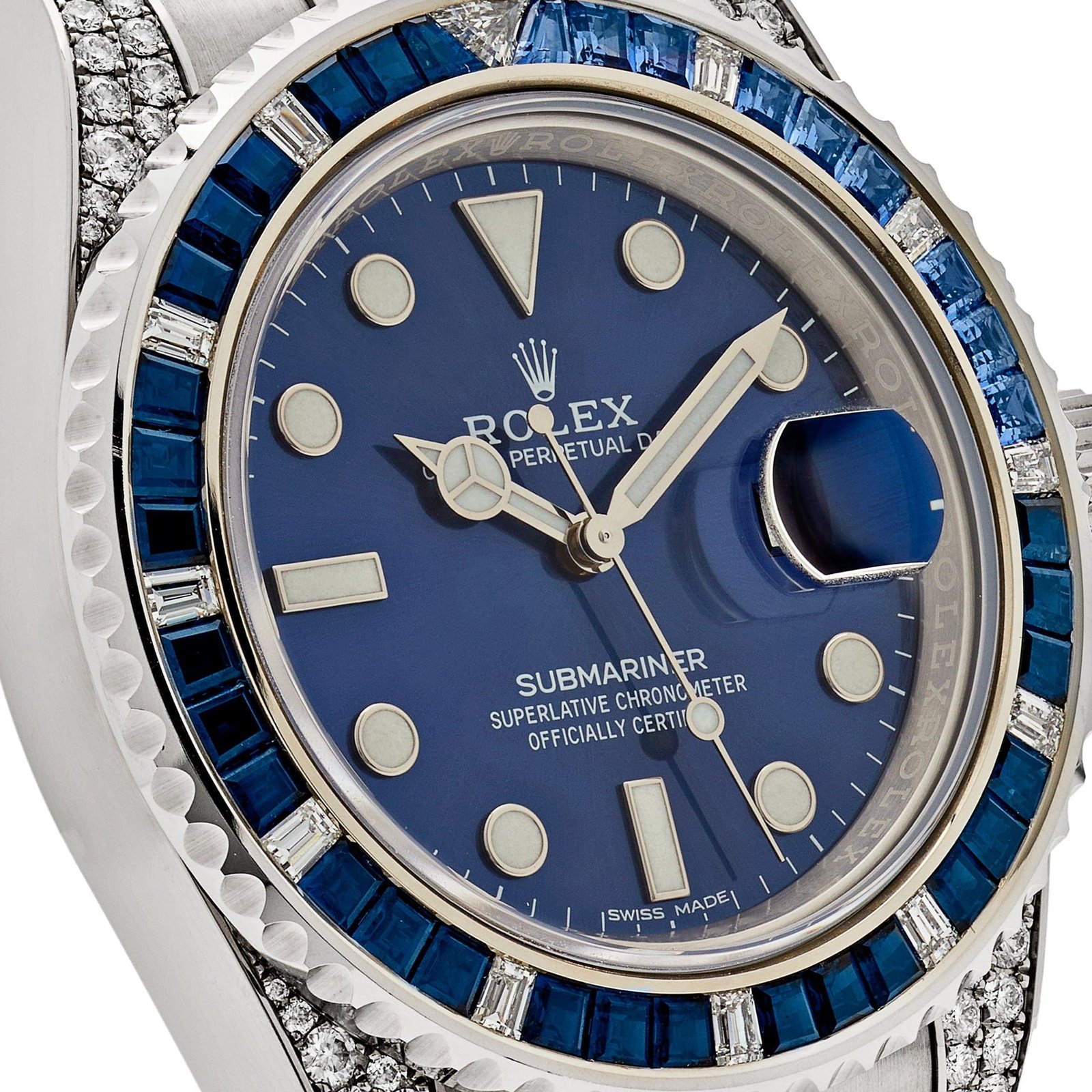 R01ex Submariner Date 116659SABR White Gold Blue Dial Sapphire D1am0nd Bezel