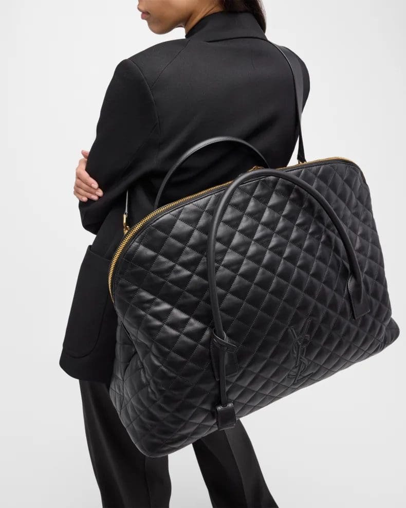 Sa1nt Lau*nt ES Giant Travel Bag in Smooth Quilted Leather with Gold Hardware
