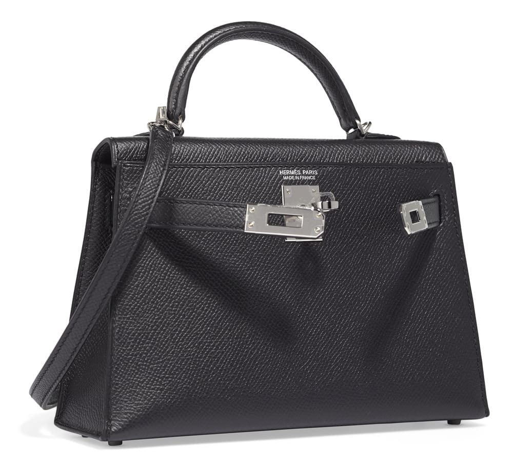 H**me5 Kelly Touch Mini Lizard, Veau Madame Black Palladium Hardware