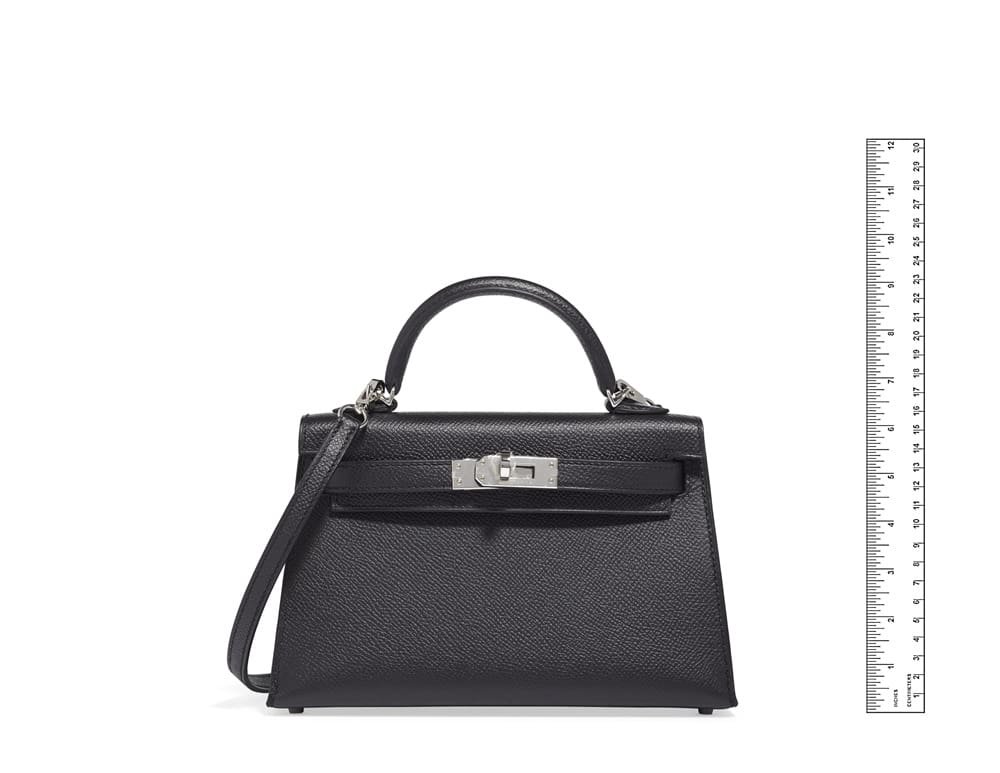 H**me5 Kelly Touch Mini Lizard, Veau Madame Black Palladium Hardware