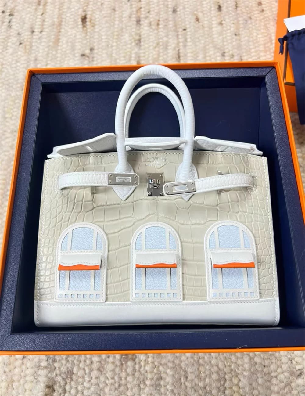 H**me5 Sac Faubourg Neige Birkin Sellier 20 Matte Alligator Palladium Hardware