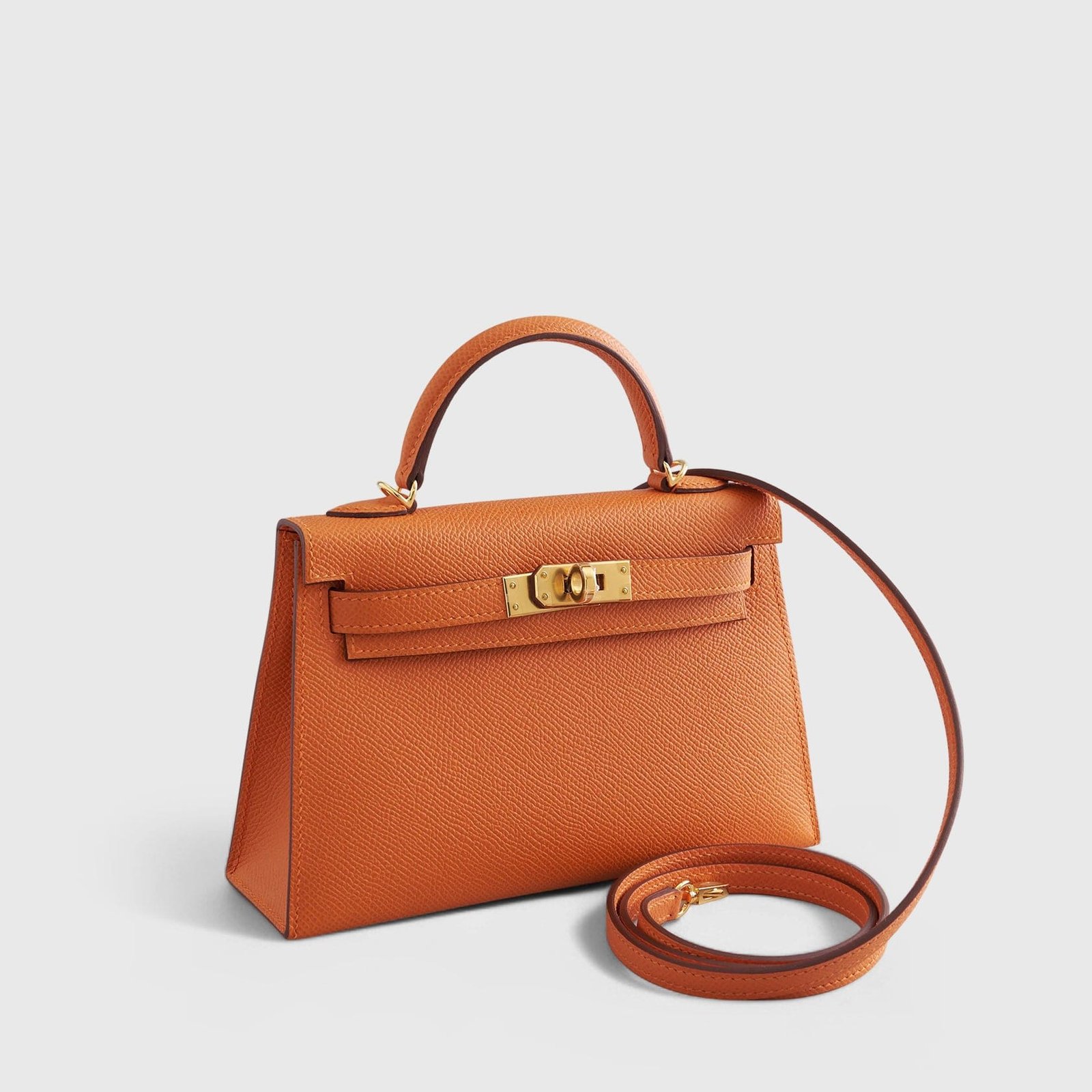 H**me5 Kelly Mini Epsom Orange Gold Hardware