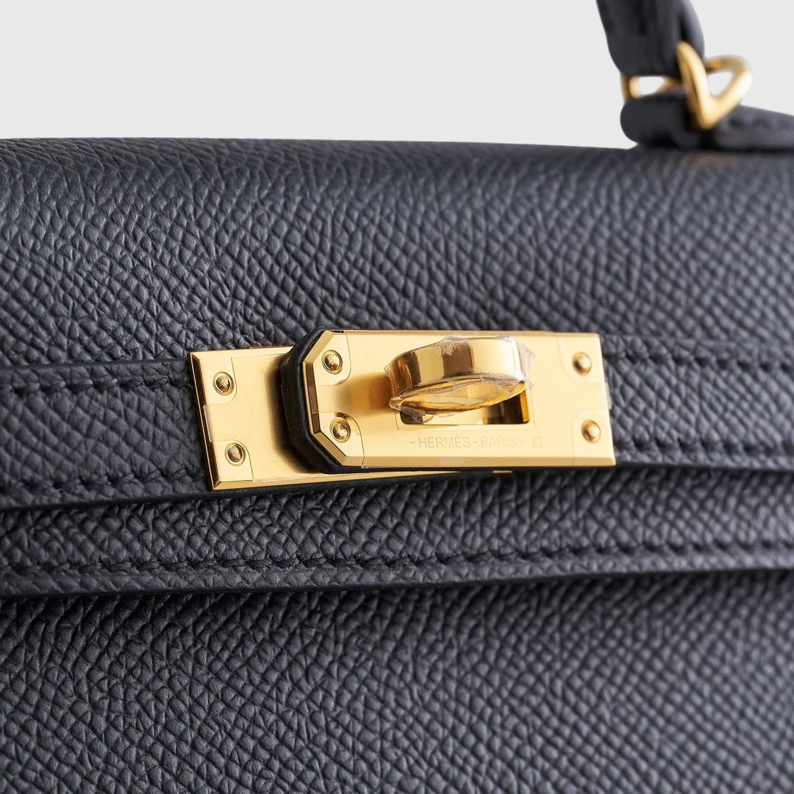 H**me5 Kelly Mini Epsom Sellier Black Gold Hardware