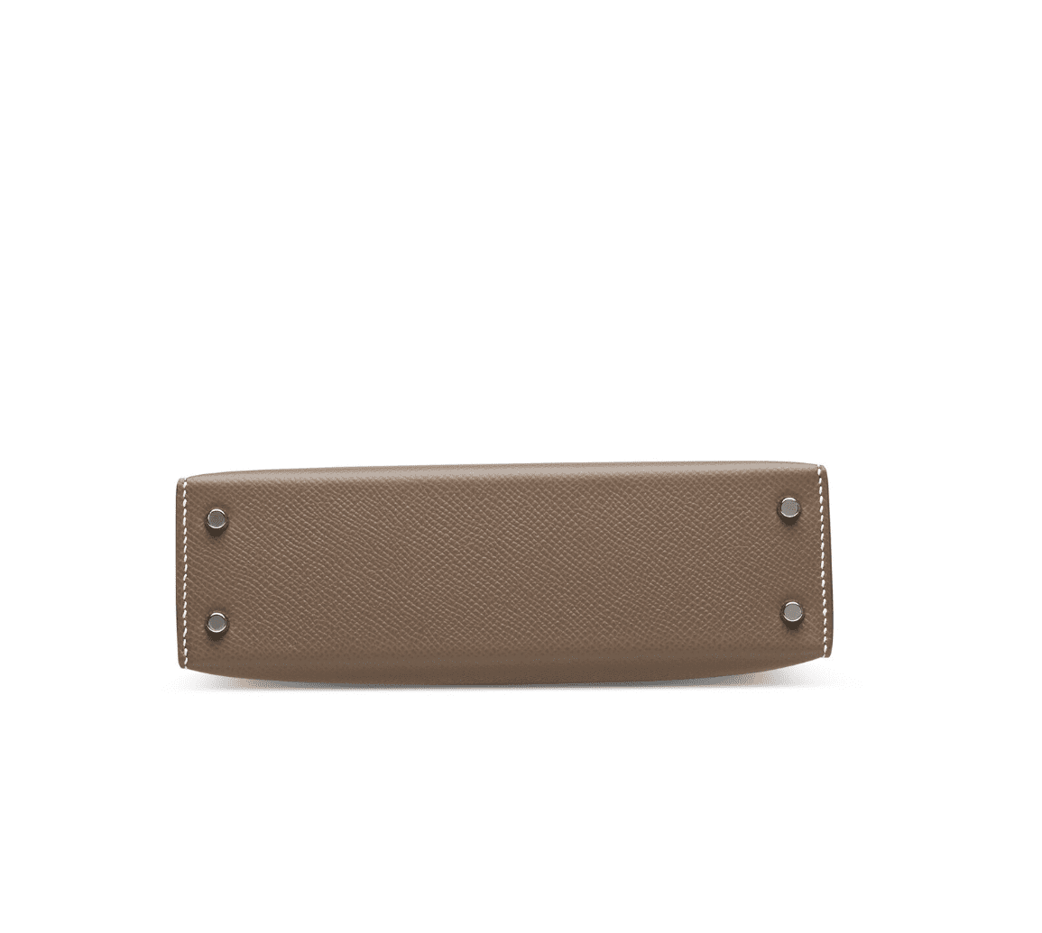H**me5 Etoupe Epsom Mini Kelly 20 ll Palladium Hardware.